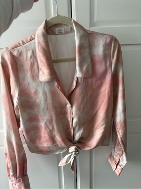 Aritzia Wilfred Tie-Front Satin Blouse